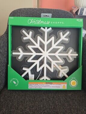 NIB 14" X 14" The Christmas Shoppe LED Neon Snowflake Wall Light Holiday Decor